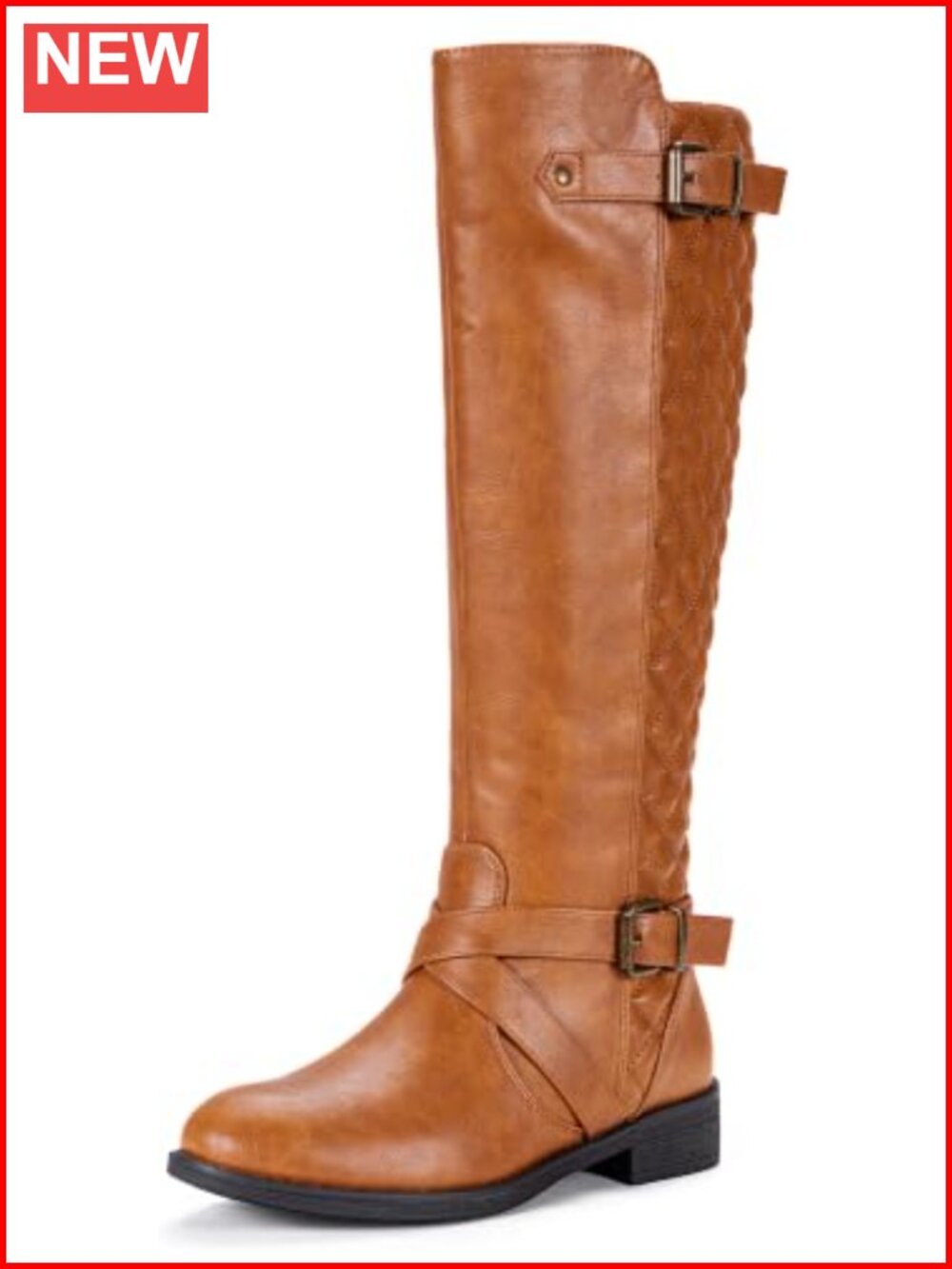 Knee High Riding Boots Faux Leather Low Block Heel